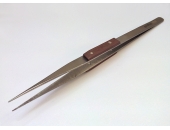 Straight tweezers with grips and serrated jaws, 200mm