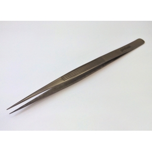 Straight tweezers with serrated jaws, 165mm